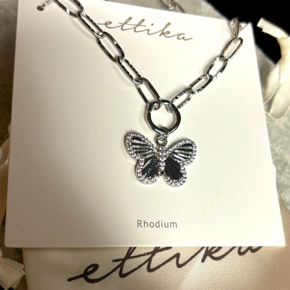 NWT Butterfly Pendant Necklace - 18k Silver Plated